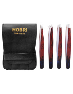 Juego de Pinzas Profesionales Hobri - 4 Piezas Acero Inoxidable