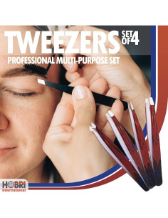 Juego de Pinzas Profesionales Hobri - 4 Piezas Acero Inoxidable 2