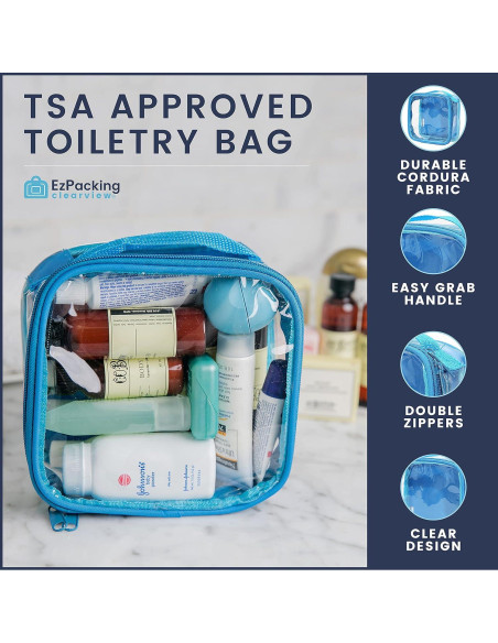Bolsa de Aseo Transparente TSA 3-1-1 para Viajes - Negro