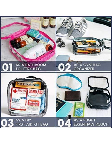 Bolsa de Aseo Transparente TSA 3-1-1 para Viajes - Negro