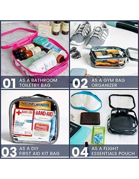 Bolsa de Aseo Transparente TSA 3-1-1 para Viajes - Negro