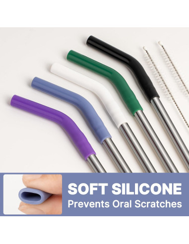 Popotes de Metal Reutilizables Lpaacat 20 oz con Silicona