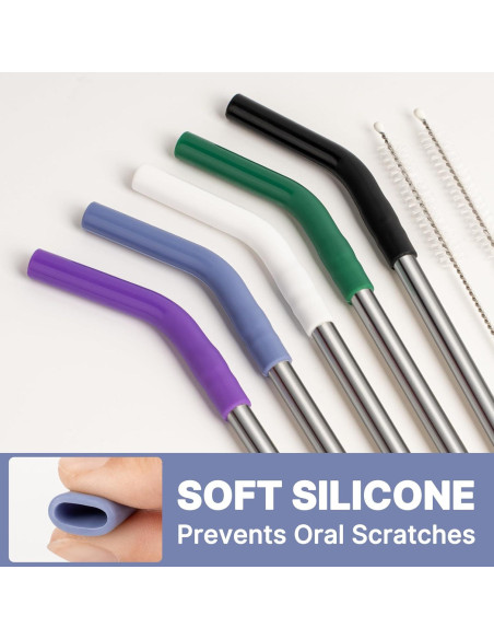 Popotes de Metal Reutilizables Lpaacat 20 oz con Silicona