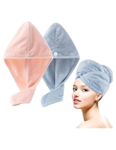 Toalla de Secado para Cabello Lumimi - 2 Paquetes Microfibra Rosa Azul