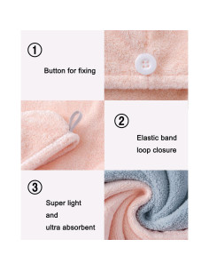 Toalla de Secado para Cabello Lumimi - 2 Paquetes Microfibra Rosa Azul 2