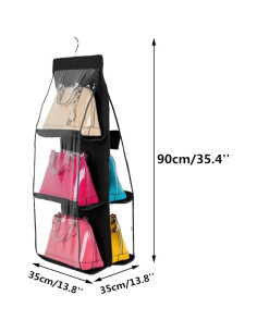Organizador Colgante HAN SHENG con 6 Bolsillos Transparentes - Negro 2