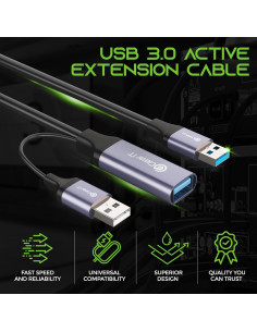 Cable de Extensión Activo USB 3.0 GEARit 6.1m A-Macho a A-Hembra 2