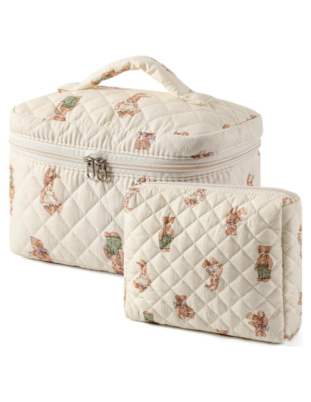 Juego de 2 Bolsas de Maquillaje Acolchadas Uekeboag Floral