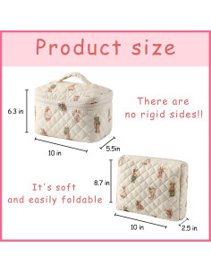 Juego de 2 Bolsas de Maquillaje Acolchadas Uekeboag Floral 2