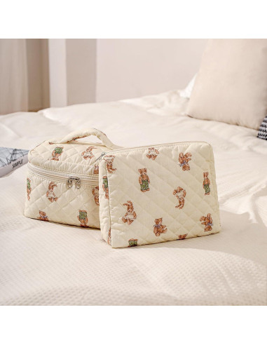 Juego de 2 Bolsas de Maquillaje Acolchadas Uekeboag Floral