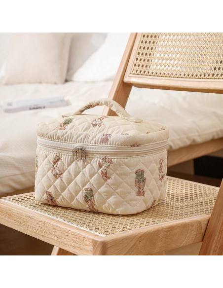 Juego de 2 Bolsas de Maquillaje Acolchadas Uekeboag Floral