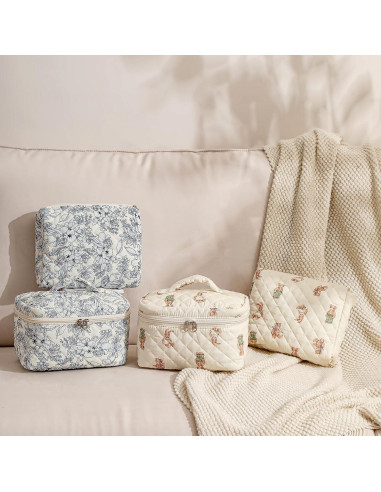 Juego de 2 Bolsas de Maquillaje Acolchadas Uekeboag Floral