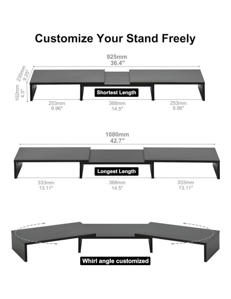 Soporte Doble para Monitor FITUEYES Ajustable 108 cm Negro Soporte Doble para Monitor FITUEYES Ajustable 108 cm Negro