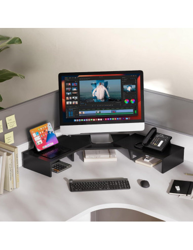 Soporte Doble para Monitor FITUEYES Ajustable 108 cm Negro