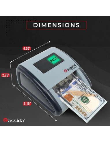 Detector de Billetes Falsos Cassida InstaCheck D-IC Gris