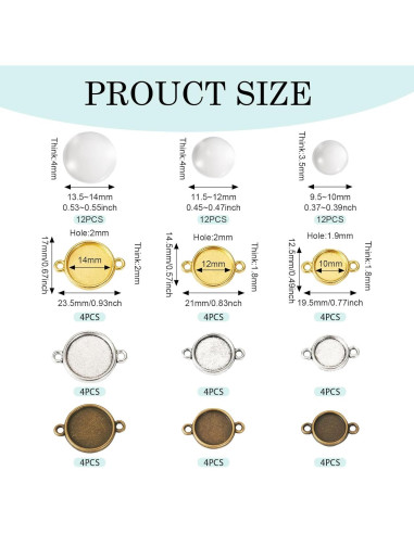 Set de Bandejas de Cabochón y Domos Transparentes Bestewelry