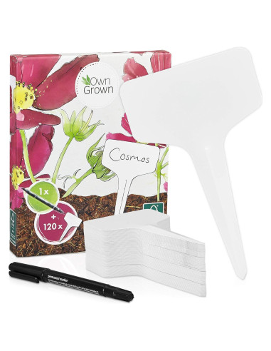 120 Etiquetas de Jardinería OwnGrown + Bolígrafo Resistente