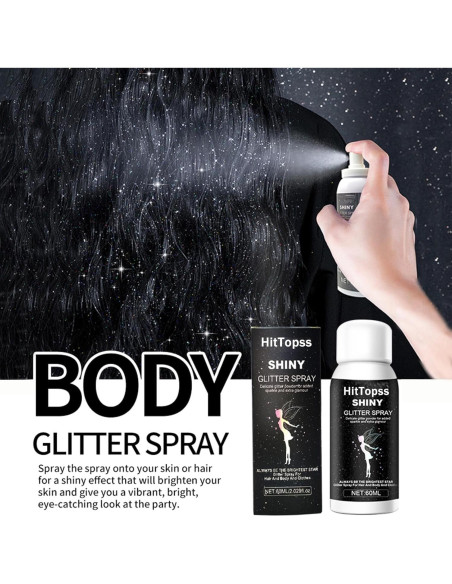 Spray Brillante para el Cuerpo HitTopss 60ml Plata - Maquillaje