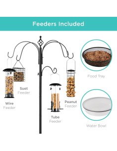 Estación de Alimentación para Aves Mejor Opción 226 cm 4 Alimentadores 2