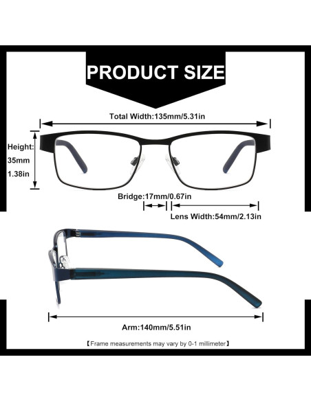 Paquete de 5 Gafas de Lectura RDGNBU para Hombres con Filtro UV400