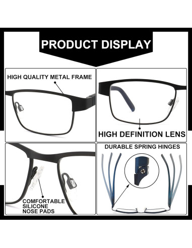 Paquete de 5 Gafas de Lectura RDGNBU para Hombres con Filtro UV400