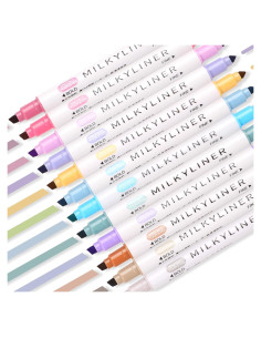Marcadores Fluorescentes HANKU 12 Colores Pastel Doble Punta