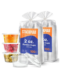200 Contenedores de Plástico 2 Oz. Stack Man con Tapas