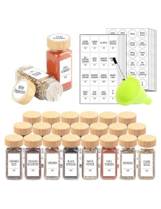 Juego de 24 Tarros de Especias de Vidrio SWOMMOLY 4 oz con Etiquetas