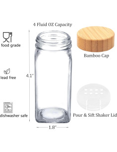 Juego de 24 Tarros de Especias de Vidrio SWOMMOLY 4 oz con Etiquetas 2