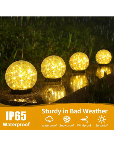 Juego de 2 luces solares de jardín ASOMST vidrio agrietado