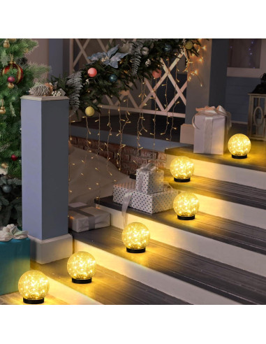 Juego de 2 luces solares de jardín ASOMST vidrio agrietado