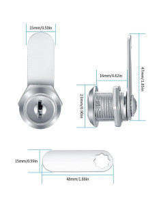 Cerradura Cam de Gabinete HexinYigjly 16mm 6 Piezas Llaves Diferentes 2