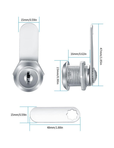 Cerradura Cam de Gabinete HexinYigjly 16mm 6 Piezas Llaves Diferentes
