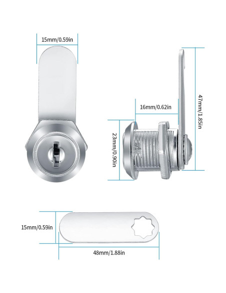 Cerradura Cam de Gabinete HexinYigjly 16mm 6 Piezas Llaves Diferentes