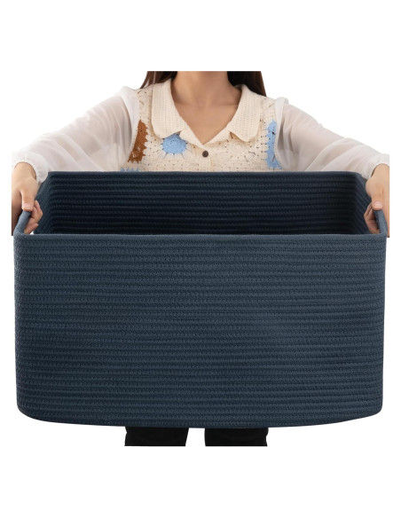 Cesta de Almacenamiento OIAHOMY 75L Algodón Azul 55.88x43.18x30.48cm