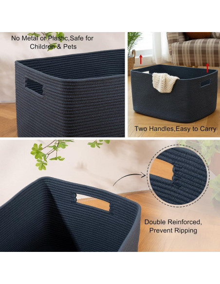 Cesta de Almacenamiento OIAHOMY 75L Algodón Azul 55.88x43.18x30.48cm