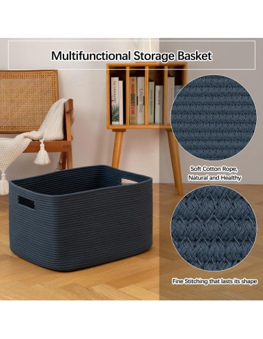 Cesta de Almacenamiento OIAHOMY 75L Algodón Azul 55.88x43.18x30.48cm