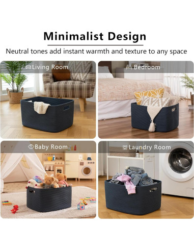 Cesta de Almacenamiento OIAHOMY 75L Algodón Azul 55.88x43.18x30.48cm