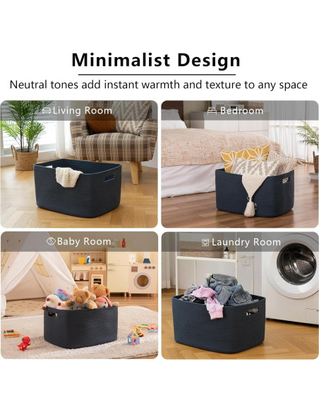 Cesta de Almacenamiento OIAHOMY 75L Algodón Azul 55.88x43.18x30.48cm