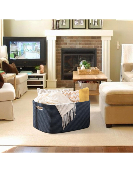 Cesta de Almacenamiento OIAHOMY 75L Algodón Azul 55.88x43.18x30.48cm