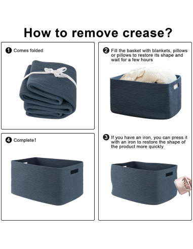 Cesta de Almacenamiento OIAHOMY 75L Algodón Azul 55.88x43.18x30.48cm