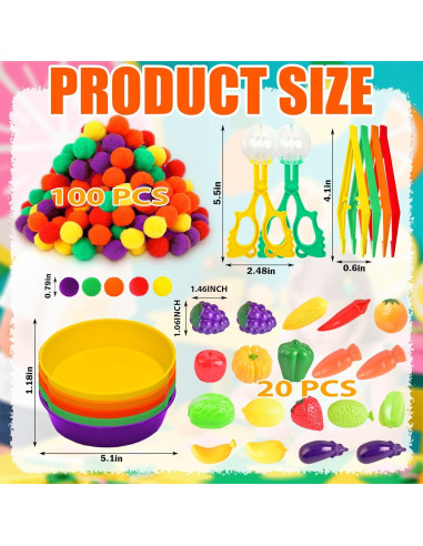 131 Piezas Relleno Sensorial Frutas de Verano ZhowHoHo