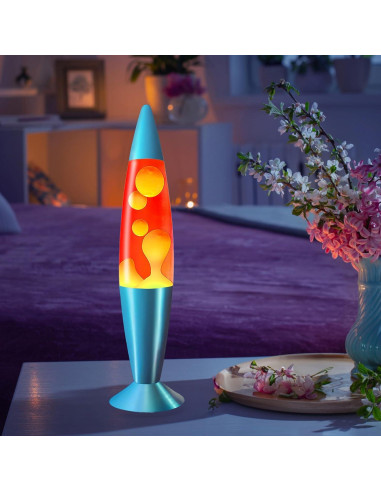 Lámpara Líquida Jambo 41 cm Roja con Cera Naranja