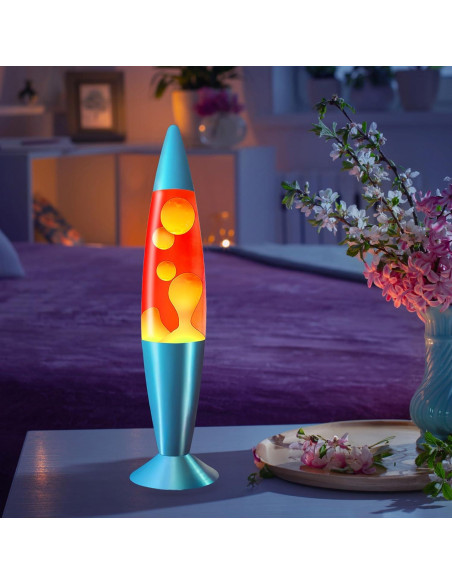 Lámpara Líquida Jambo 41 cm Roja con Cera Naranja