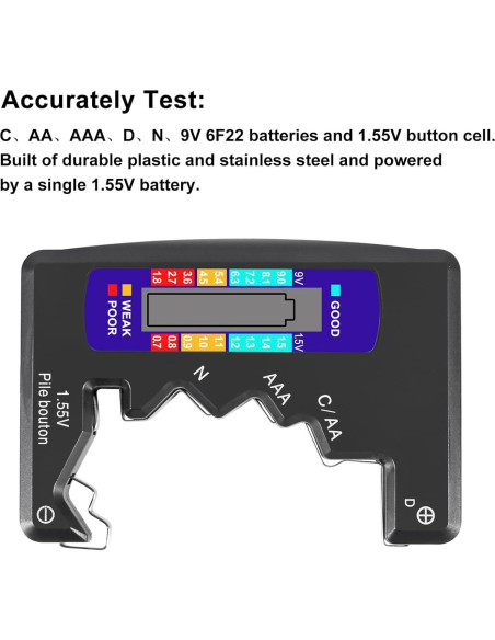 2PACK Probador de Baterías UMLIFE BT-886 1.5V y 9V