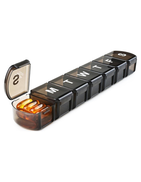 Organizador de Pastillas XL Semanal IUPACK - 7 Días, Negro Organizador de Pastillas XL Semanal IUPACK - 7 Días, Negro