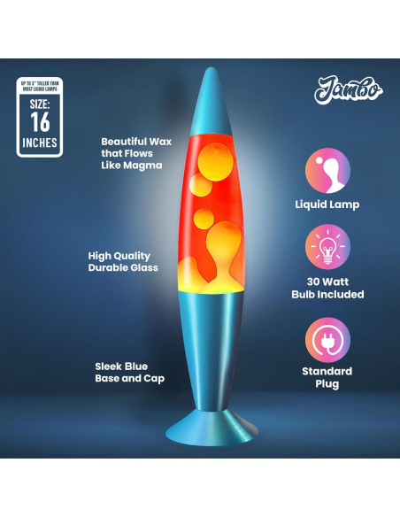 Lámpara Líquida Jambo 41 cm Roja con Cera Naranja