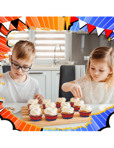 300 Forros de Papel para Cupcakes Reallnaive Rojo y Azul