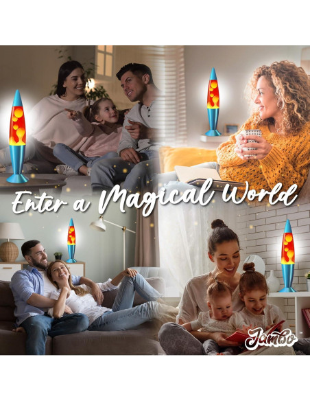 Lámpara Líquida Jambo 41 cm Roja con Cera Naranja