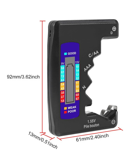 2PACK Probador de Baterías UMLIFE BT-886 1.5V y 9V